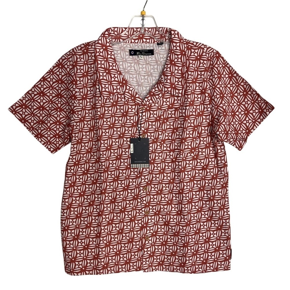 NEW NWT Ben‎ Sherman LINEN BLEND BOYS Sz XL 18 Orange Shirt Top Beach Tropical